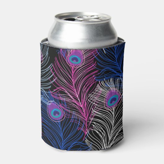 Peacock Feathers Dark: Prachtig  design Blikjeskoeler (Blikje Voorkant)