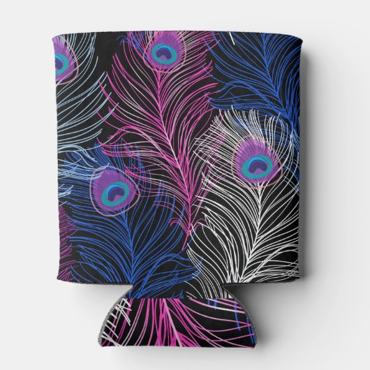 Peacock Feathers Dark: Prachtig  design Blikjeskoeler (Achterkant)