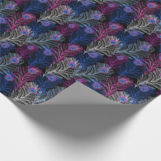 Peacock Feathers Dark: Prachtig  design Cadeaupapier (Hoek)