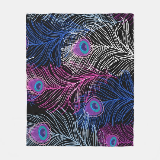 Peacock Feathers Dark: Prachtig design Fleece Deken (Voorkant)