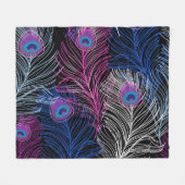 Peacock Feathers Dark: Prachtig design Fleece Deken (Voorkant (Horizontaal))