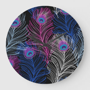 Peacock Feathers Dark: Prachtig design Grote Klok