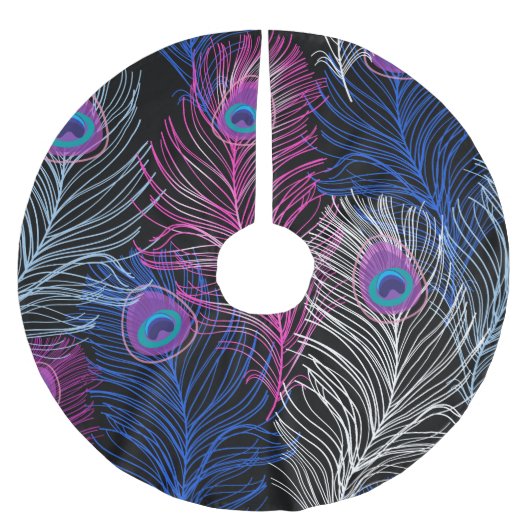 Peacock Feathers Dark: Prachtig  design Kerstboom Rok (Voorkant)