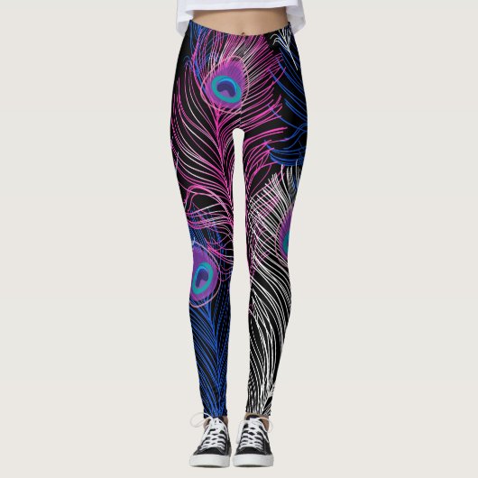Peacock Feathers Dark: Prachtig design Leggings (Voorkant)