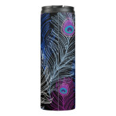 Peacock Feathers Dark: Prachtig  design Thermosbeker (Achterkant)