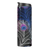 Peacock Feathers Dark: Prachtig  design Thermosbeker (Geroteerd rechts)