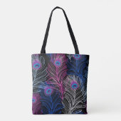 Peacock Feathers Dark: Prachtig  design Tote Bag (Achterkant)
