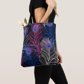 Peacock Feathers Dark: Prachtig  design Tote Bag (Dichtbij)