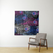Peacock Feathers Dark: Prachtig design Wandkleed (In Situ (horizontaal))