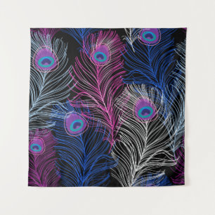 Peacock Feathers Dark: Prachtig design Wandkleed