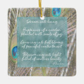 Peacock Feathers Dream Poem Gold Confetti Keramisch Ornament (Voorkant)