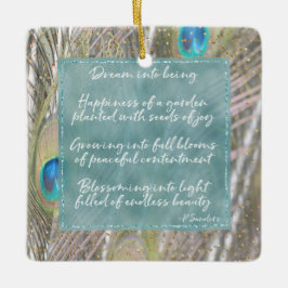 Peacock Feathers Dream Poem Gold Confetti Keramisch Ornament
