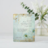 Peacock Feathers Elegant Wedding Dinner Reception Kaart (Staand voorkant)