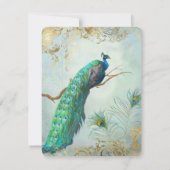 Peacock Feathers Elegant Wedding Dinner Reception Kaart (Achterkant)