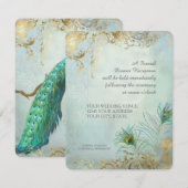 Peacock Feathers Elegant Wedding Dinner Reception Kaart (Voorkant / Achterkant)