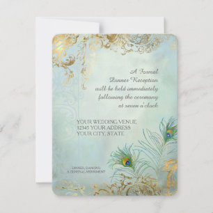 Peacock Feathers Elegant Wedding Dinner Reception Kaart