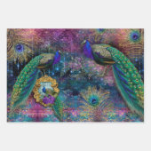 Peacock Feathers Elegante Glitter Roze Decoupage Inpakpapier Vel (Voorkant 3)
