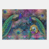 Peacock Feathers Elegante Glitter Roze Decoupage Inpakpapier Vel (Voorkant 2)
