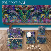 Peacock Feathers Elegante Glitter Roze Decoupage Inpakpapier Vel