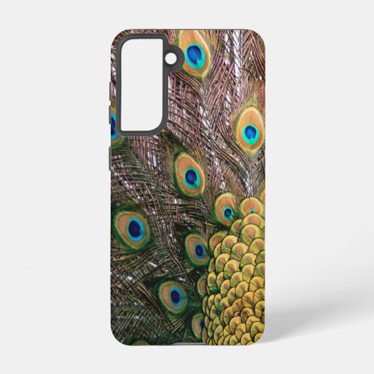 Peacock Feathers Emerald Green en Gold Samsung Galaxy Hoesje (Achterkant)