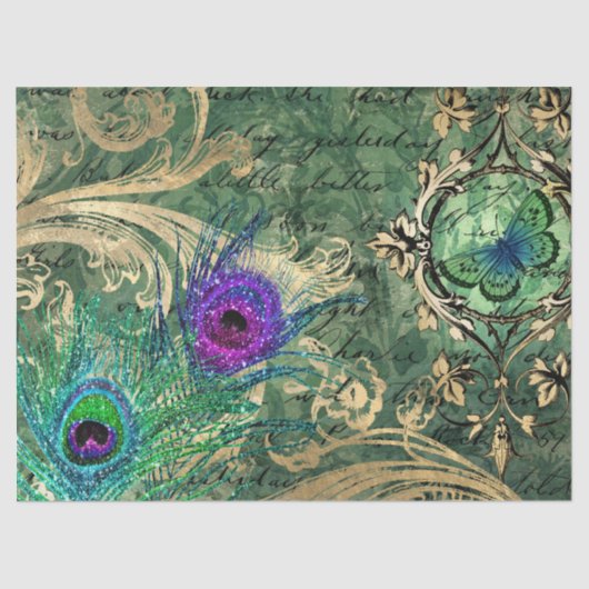 Peacock Feathers en Butterfly Decoupage Tissuepapier (Voorkant)