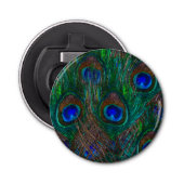 Peacock Feathers Etching Style Button Flesopener (Voorkant)