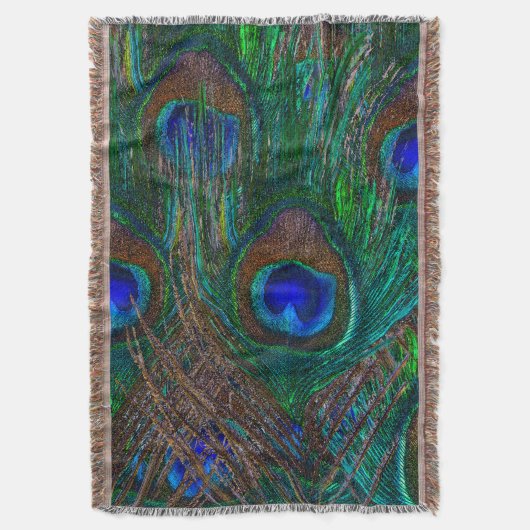 Peacock Feathers Etching Style Deken (Voorkant Verticaal)