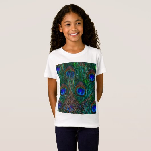 Peacock Feathers Etching Style T-shirt (Voorkant volledig)