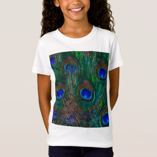 Peacock Feathers Etching Style T-shirt (Voorkant)