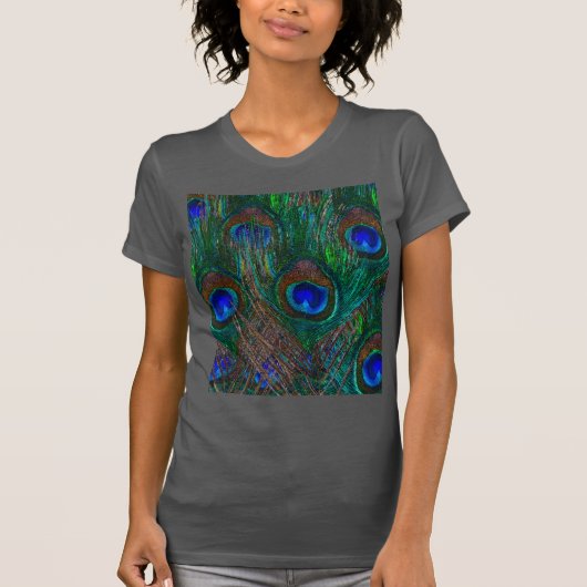 Peacock Feathers Etching Style T-shirt (Voorkant)