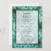 Peacock Feathers Exotic Bachelorette Party Uitnodi Kaart (Voorkant)