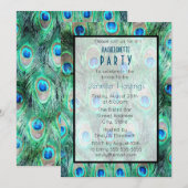 Peacock Feathers Exotic Bachelorette Party Uitnodi Kaart (Voorkant / Achterkant)