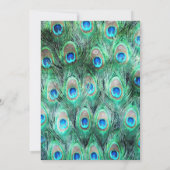 Peacock Feathers Exotic Waterverf Wedding Uitnodig Kaart (Achterkant)