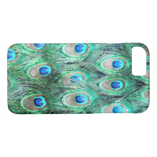 Peacock Feathers Exotic Wild Waterverf Pattern Case-Mate iPhone Case (Achterkant (Horizontaal))