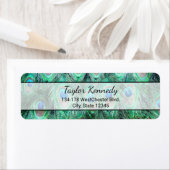 Peacock Feathers Exotic Wild Waterverf Pattern Etiket (Insitu)