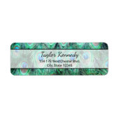 Peacock Feathers Exotic Wild Waterverf Pattern Etiket (Voorkant)