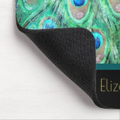 Peacock Feathers Exotic Wild Waterverf Pattern Muismat (Hoek)