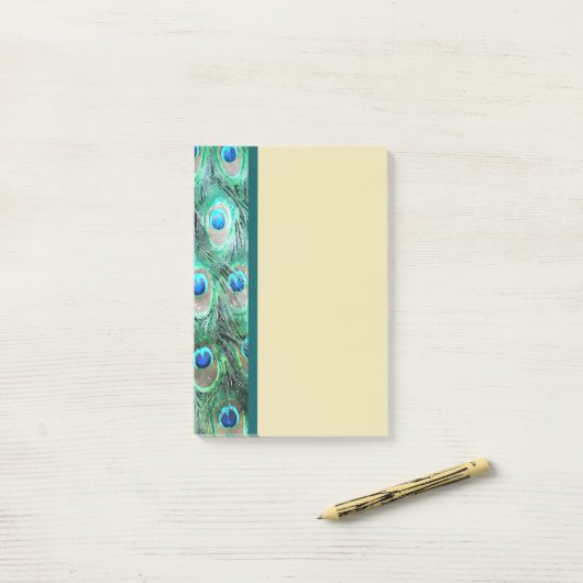 Peacock Feathers Exotic Wild Waterverf Pattern Post-it® Notes (Op bureau)