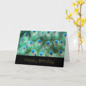 Peacock Feathers Exotic Wild Waterverf Verjaardag Kaart (Gele Bloem)