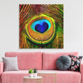 Peacock Feathers Eye of Love Canvas Afdruk (Insitu (Woonkamer))