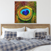 Peacock Feathers Eye of Love Canvas Afdruk (Insitu (Slaapkamer))