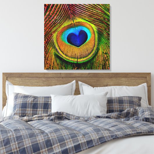 Peacock Feathers Eye of Love Canvas Afdruk (Insitu (Slaapkamer))