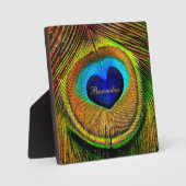 Peacock Feathers Eye of Love met Name Fotoplaat (Voorkant)