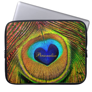 Peacock Feathers Eye of Love met Name Laptop Sleeve
