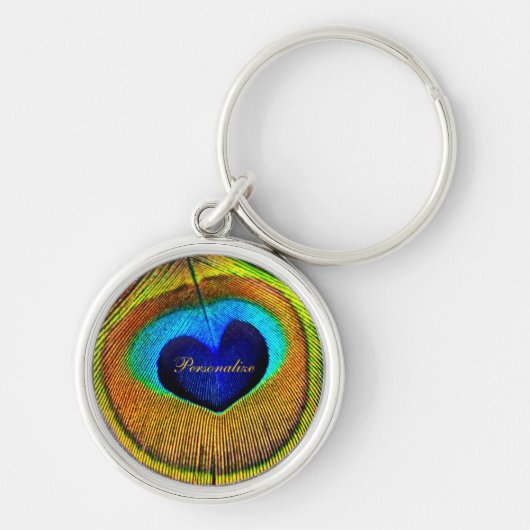 Peacock Feathers Eye of Love met Name Sleutelhanger (Voorkant)