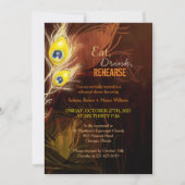Peacock Feathers Fall Wedding Rehearsal Dinner Kaart (Voorkant)