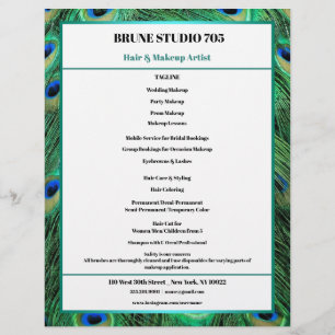 Peacock Feathers for Makeup & Hair Salon Flyer