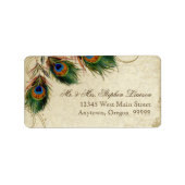Peacock & Feathers Formal Wedding Matching Address Etiket (Voorkant)
