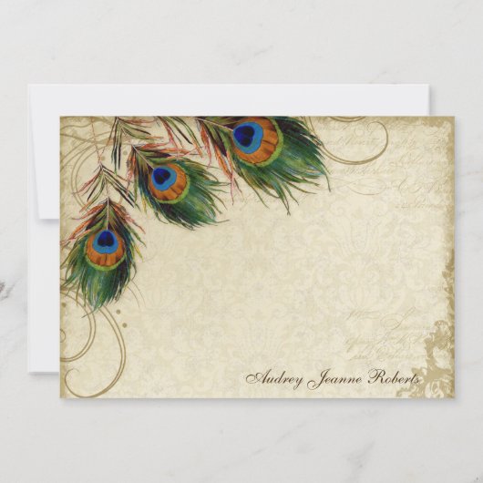 Peacock Feathers Formeel Dank je wel, notitie lave Notitiekaartje (Achterkant)