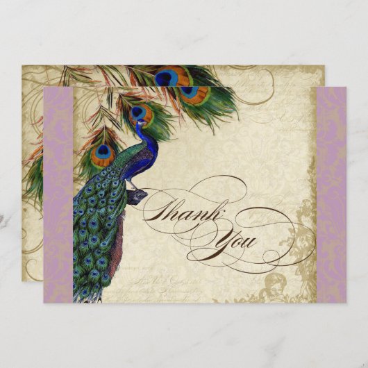 Peacock Feathers Formeel Dank je wel, notitie lave Notitiekaartje (Voorkant / Achterkant)